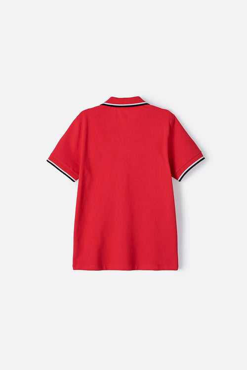 CAMISETA TIPO POLO DE SPIDER-MAN MANGA CORTA ROJA PARA NIÑO