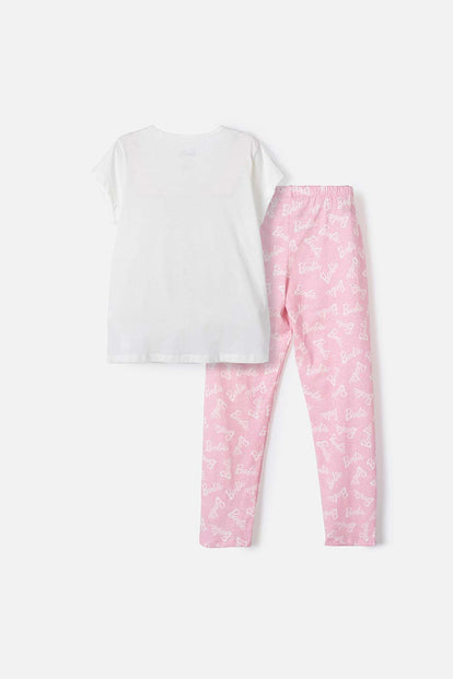 PIJAMA DE BARBIE DE PANTALÓN LARGO MULTICOLOR PARA NIÑA