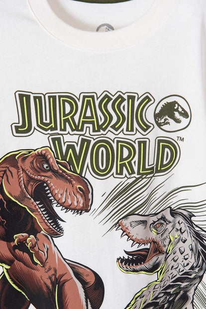 CONJUNTO DE JURASSIC WORLD DE PANTALÓN LARGO VERDE PARA NIÑO