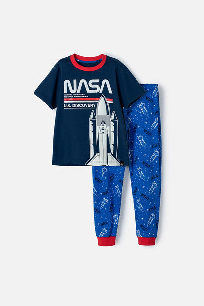 PIJAMA DE LA NASA MANGA CORTA AZUL  PARA NIÑO