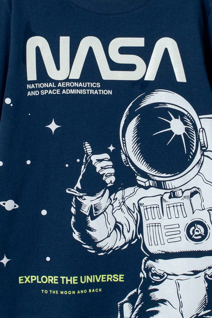 CAMISETA DE LA NASA AZUL OSCURO MANGA CORTA PARA NIÑO