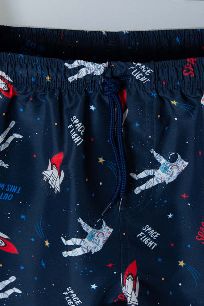 PANTALONETA DE BAÑO DE LA NASA AZUL OSCURO ESTAMPADA PARA NIÑO