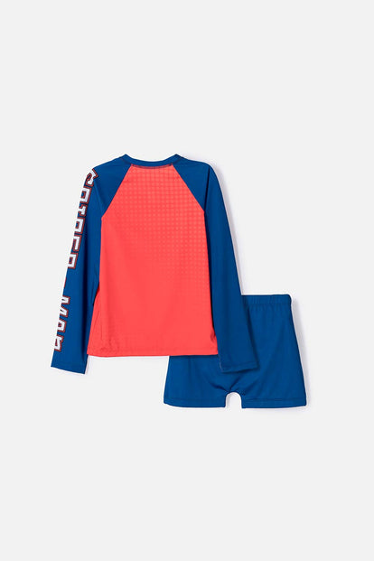 CONJUNTO DE BAÑO DE SPIDER-MAN MANGA LARGA ROJO Y AZUL PARA NIÑO