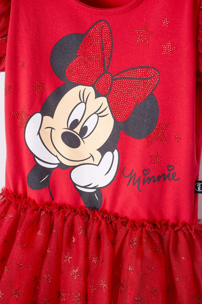VESTIDO DE MINNIE MOUSE CON TULL ROJO PARA NIÑA