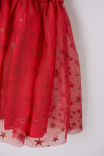 VESTIDO DE MINNIE MOUSE CON TULL ROJO PARA NIÑA