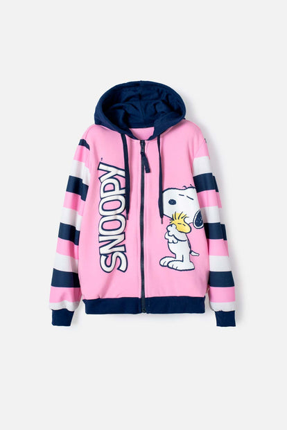  BUZO DE SNOOPY CON CIERRE ROSADO PARA NIÑA
