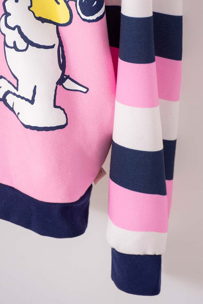 BUZO DE SNOOPY CON CIERRE ROSADO PARA NIÑA