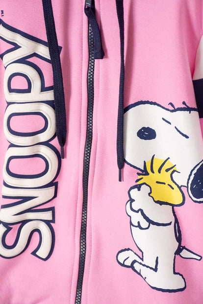 BUZO DE SNOOPY CON CIERRE ROSADO PARA NIÑA