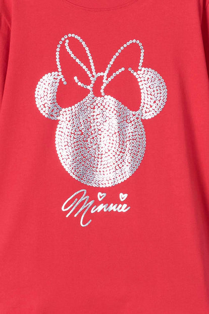 CAMISETA DE MINNIE MOUSE MANGA CORTA ROJA PARA NIÑA