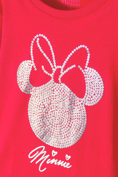 CAMISETA DE MINNIE MOUSE MANGA CORTA ROJA PARA NIÑA