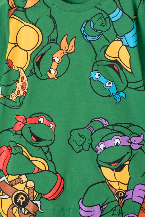 Card slide image -  CAMISETA DE LAS TORTUGAS NINJA MANGA CORTA VERDE PARA NIÑO