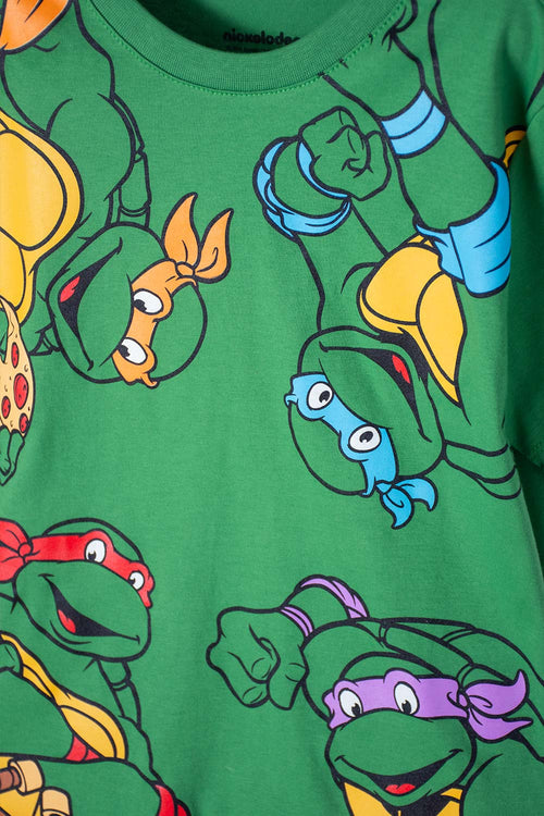 Card slide image -  CAMISETA DE LAS TORTUGAS NINJA MANGA CORTA VERDE PARA NIÑO