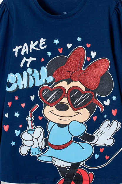 CAMISETA DE MINNIE MANGA LARGA AZUL PARA NIÑA