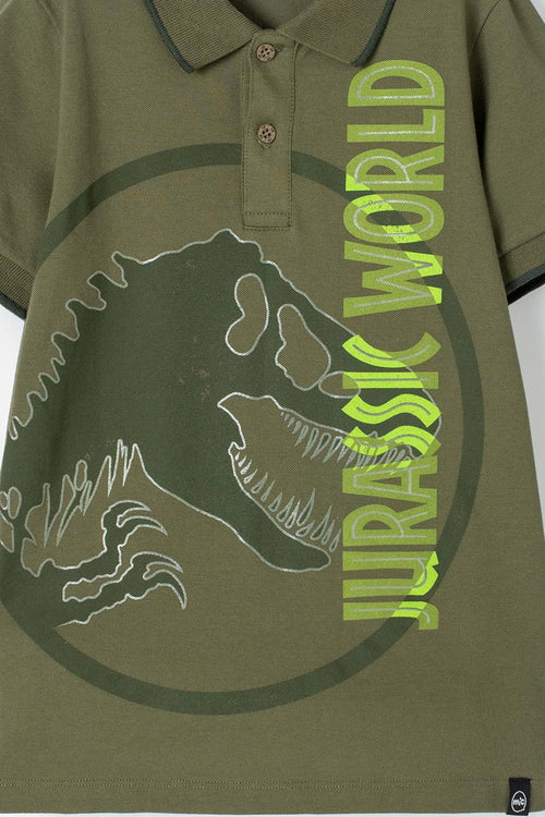 CAMISETA TIPO POLO JURASSIC WORLD VERDE PARA NIÑO