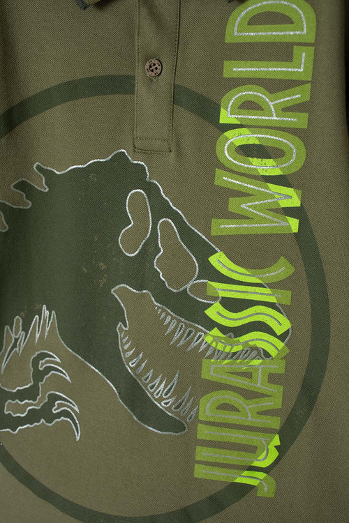CAMISETA TIPO POLO JURASSIC WORLD VERDE PARA NIÑO