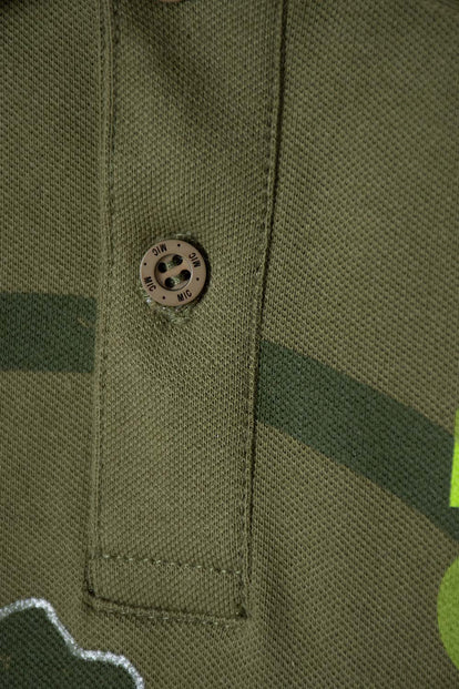 CAMISETA TIPO POLO JURASSIC WORLD VERDE PARA NIÑO