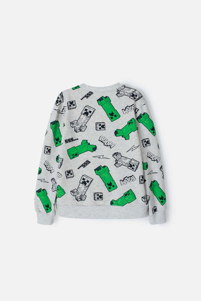 BUZO DE MINECRAFT CERRADO GRIS PARA NIÑO