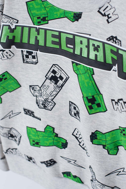  BUZO DE MINECRAFT CERRADO GRIS PARA NIÑO