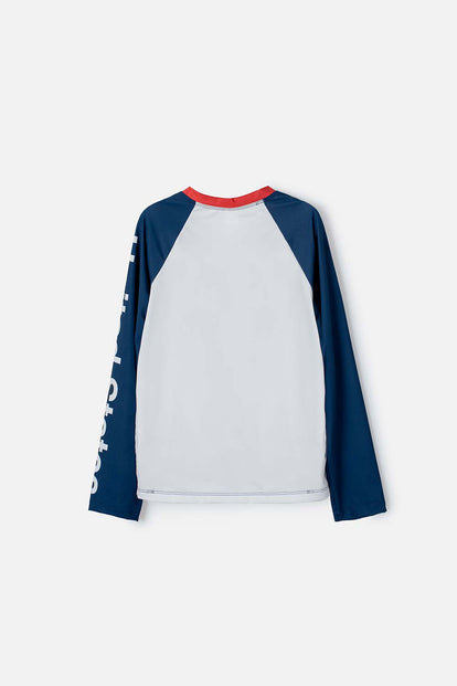 CAMISETA DE BAÑO NASA BLANCO/AZUL/ROJO PARA NIÑO