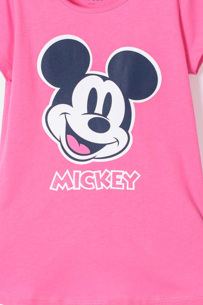 CAMISETA DE MICKEY MOUSE MANGA CORTA ROSADA PARA NIÑA