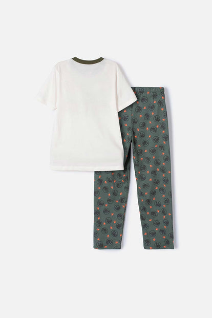 PIJAMA DE JURASSIC WORLD CON PANTALÓN LARGO VERDE PARA NIÑO
