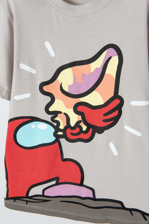 Card slide image -  CAMISETA DE AMONG US MANGA CORTA GRIS PARA TEENS NIÑO