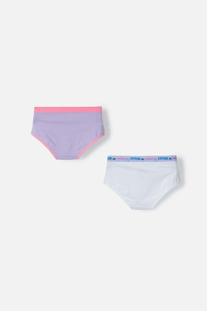 PACK X2 PANTIES DE STITCH LAVANDA Y BLANCO PARA NIÑA