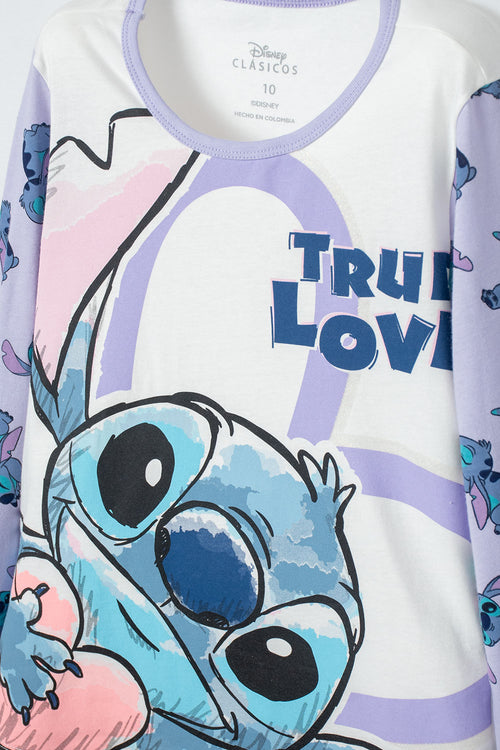 PIJAMA DE STICH CON PANTALÓN MULTICOLOR PARA NIÑA