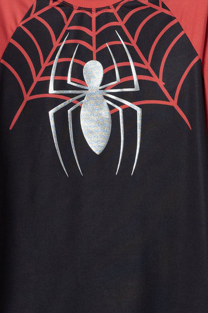 CAMISETA DE BAÑO DE SPIDER-MAN MANGA LARGA NEGRO Y ROJO PARA NIÑO