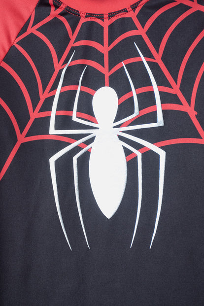 CAMISETA DE BAÑO DE SPIDER-MAN MANGA LARGA NEGRO Y ROJO PARA NIÑO