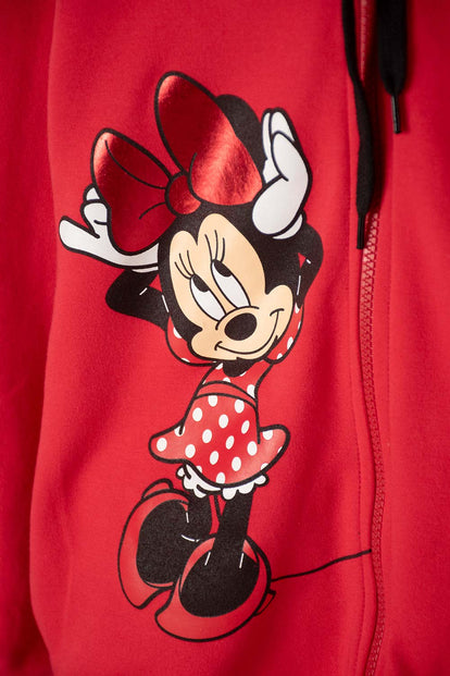 BUZO DE  MINNIE MOUSE CON CAPUCHA ROJO PARA NIÑA