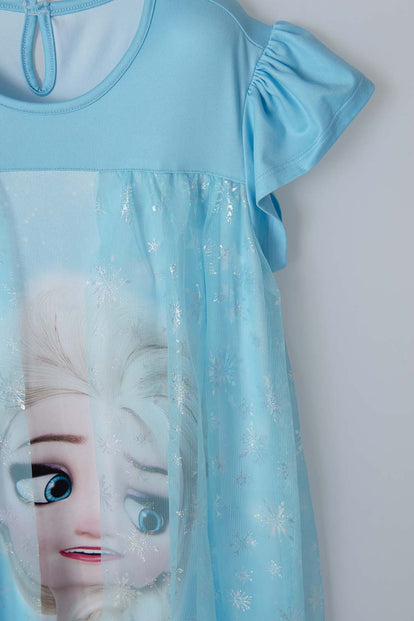 PIJAMA TIPO BATOLA DE FROZEN AZUL PARA NIÑA