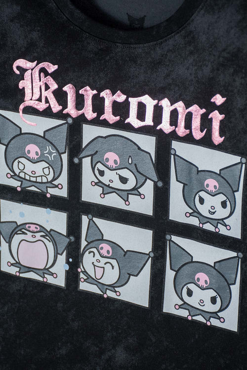 Card slide image -  CAMISETA DE KUROMI MANGA CORTA GRIS GRAFITO PARA NIÑA