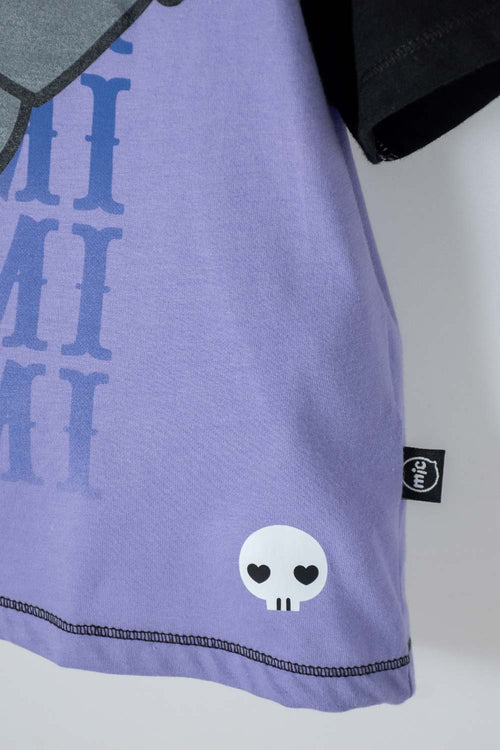 Card slide image -  CAMISETA DE KUROMI MANGA CORTA LILA Y NEGRO PARA NIÑA