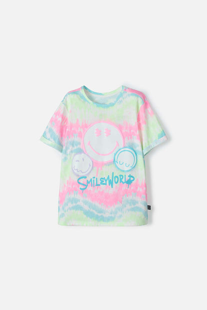  CAMISETA DE SMILEY WORLD MANGA CORTA MULTICOLOR PARA NIÑA