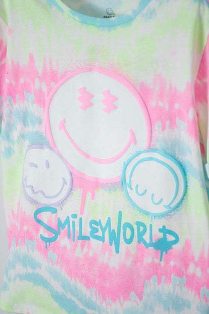 CAMISETA DE SMILEY WORLD MANGA CORTA MULTICOLOR PARA NIÑA
