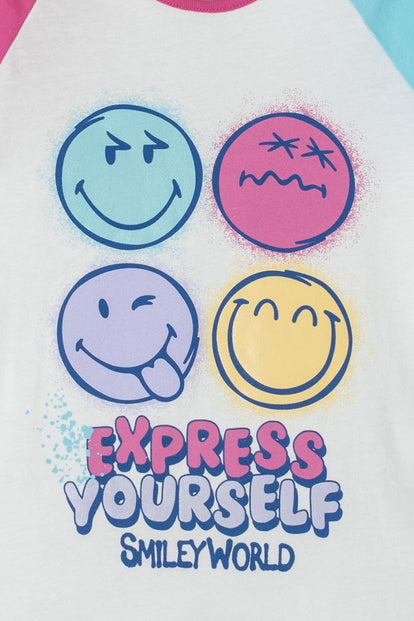 PIJAMA DE SMILEY WORLD CON PANTALÓN MULTICOLOR PARA NIÑA