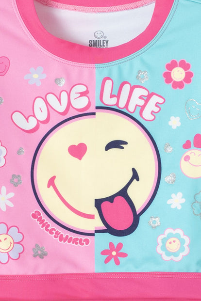  CONJUNTO DE BAÑO DE SMILEY MULTICOLOR PARA NIÑA