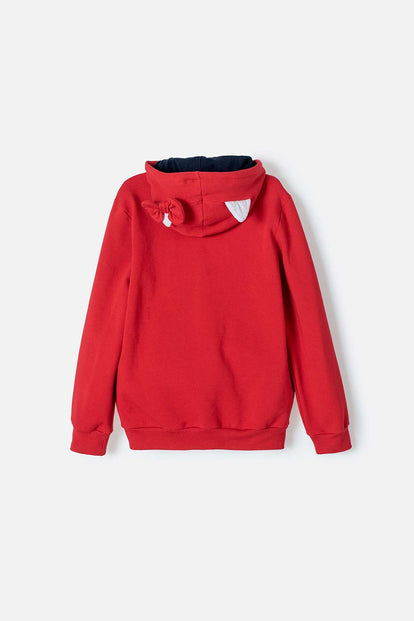 BUZO DE HELLO KITTY ROJO Y AZUL CON CAPUCHA/ABIERTO PARA NIÑA