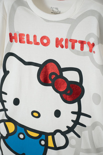CAMISETA DE HELLO KITTY MARFIL MANGA CORTA PARA NIÑA