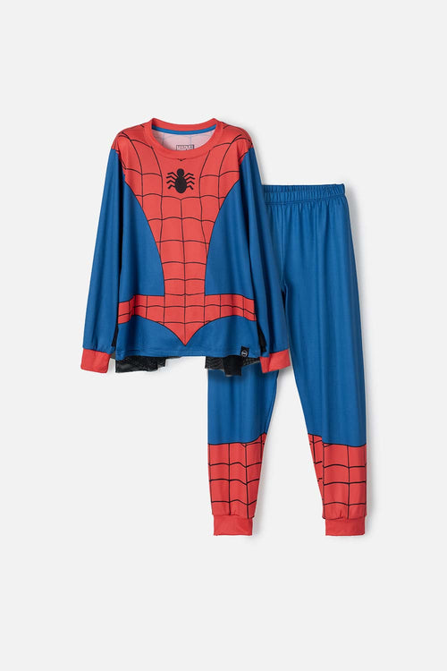 PIJAMA DE SPIDER-MAN CON PANTALÓN LARGO AZUL, ROJO Y NEGRO PARA NIÑO