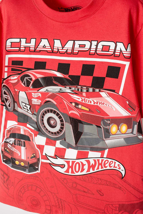 Card slide image -  CAMISETA DE HOT WHEELS MANGA CORTA ROJA PARA NIÑO