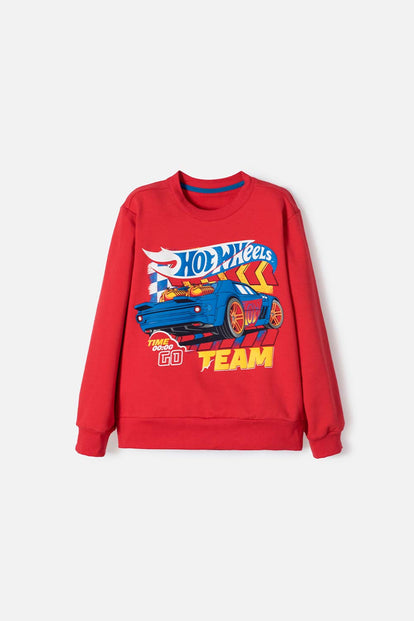 BUZO DE HOT WHEELS CERRADO ROJO PARA NIÑO