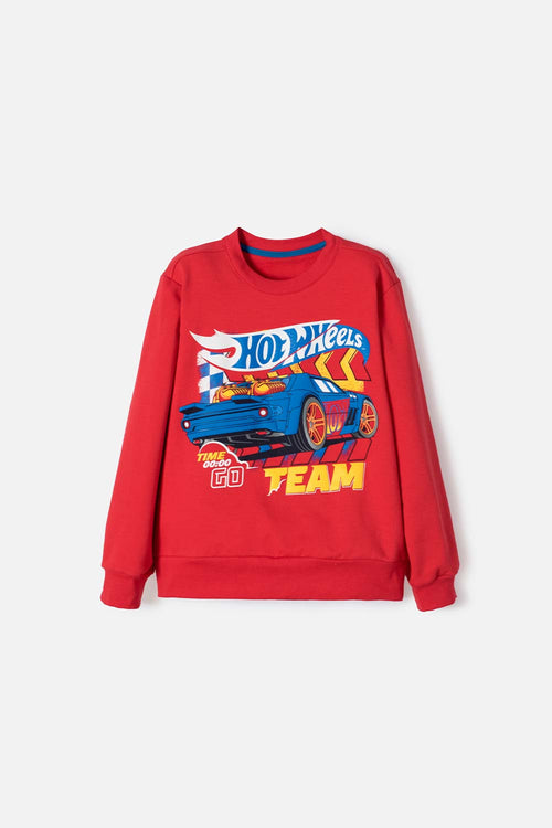 BUZO DE HOT WHEELS CERRADO ROJO PARA NIÑO