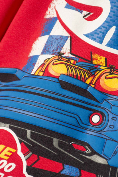 BUZO DE HOT WHEELS CERRADO ROJO PARA NIÑO