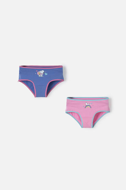  PACK X2 PANTIES DE SNOOPY ROSADO, HORTENSIA Y TURQUESA ESTAMPADOS PARA NIÑA