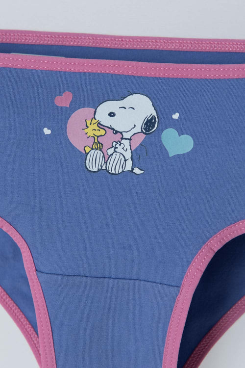 Card slide image -  PACK X2 PANTIES DE SNOOPY ROSADO, HORTENSIA Y TURQUESA ESTAMPADOS PARA NIÑA