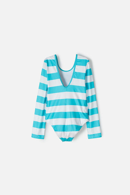 VESTIDO DE BAÑO DE SNOOPY BLANCO Y TURQUESA CON ESTAMPADO PARA NIÑA