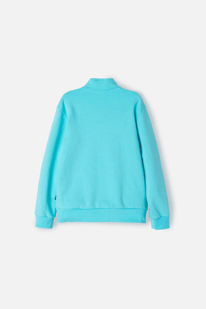 BUZO DE SNOOPY AZUL TURQUESA CON CIERRE EN CUELLO PARA NIÑA