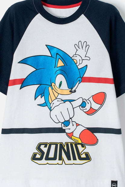 CAMISETA DE SONIC MANGA CORTA AZUL PARA NIÑO
